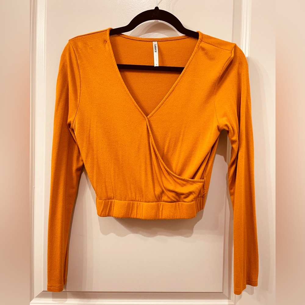 Mustard long sleeve crop top size small fits medium